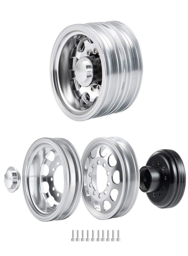 Que-T Metal Rear Wheel Rims Wheel Hubs for 1/14 RC Tamiya Trailer Tractor Truck Car, 4pcs/Set - Image 3